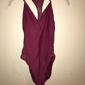 Red one piece swimsuit!